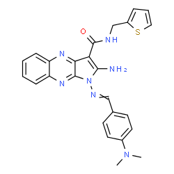 ChemSpider 2D Image | 2-Amino-1-{[4-(dimethylamino)benzylidene]amino}-N-(2-thienylmethyl)-1H-pyrrolo[2,3-b]quinoxaline-3-carboxamide | C25H23N7OS