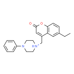 ChemSpider 2D Image | 1-[(6-Ethyl-2-oxo-2H-chromen-4-yl)methyl]-4-phenylpiperazin-1-ium | C22H25N2O2