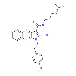 ChemSpider 2D Image | 2-Amino-N-(3-isopropoxypropyl)-1-[2-(4-methoxyphenyl)ethyl]-1H-pyrrolo[2,3-b]quinoxaline-3-carboxamide | C26H31N5O3