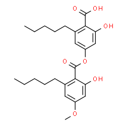 ChemSpider 2D Image | 2-Hydroxy-4-[(2-hydroxy-4-methoxy-6-pentylbenzoyl)oxy]-6-pentylbenzoic acid | C25H32O7