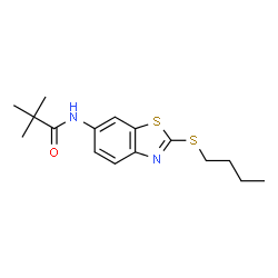 ChemSpider 2D Image | N-[2-(Butylsulfanyl)-1,3-benzothiazol-6-yl]-2,2-dimethylpropanamide | C16H22N2OS2