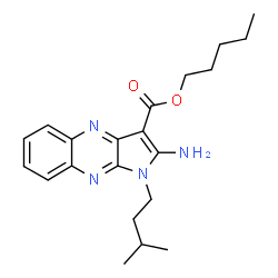 ChemSpider 2D Image | Pentyl 2-amino-1-(3-methylbutyl)-1H-pyrrolo[2,3-b]quinoxaline-3-carboxylate | C21H28N4O2