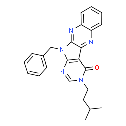 ChemSpider 2D Image | 11-Benzyl-3-(3-methylbutyl)-3,11-dihydro-4H-pyrimido[5',4':4,5]pyrrolo[2,3-b]quinoxalin-4-one | C24H23N5O