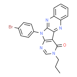 ChemSpider 2D Image | 11-(4-Bromophenyl)-3-propyl-3,11-dihydro-4H-pyrimido[5',4':4,5]pyrrolo[2,3-b]quinoxalin-4-one | C21H16BrN5O