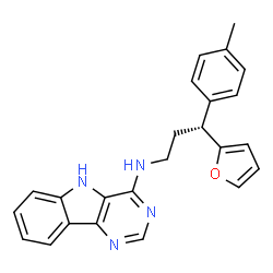 ChemSpider 2D Image | N-[(3R)-3-(2-Furyl)-3-(4-methylphenyl)propyl]-5H-pyrimido[5,4-b]indol-4-amine | C24H22N4O