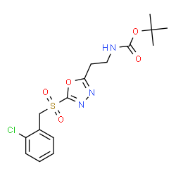 ChemSpider 2D Image | 2-Methyl-2-propanyl (2-{5-[(2-chlorobenzyl)sulfonyl]-1,3,4-oxadiazol-2-yl}ethyl)carbamate | C16H20ClN3O5S