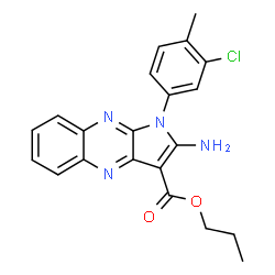 ChemSpider 2D Image | Propyl 2-amino-1-(3-chloro-4-methylphenyl)-1H-pyrrolo[2,3-b]quinoxaline-3-carboxylate | C21H19ClN4O2