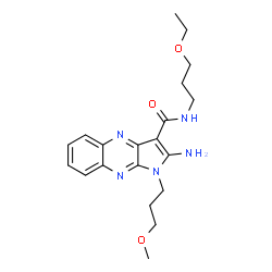 ChemSpider 2D Image | 2-Amino-N-(3-ethoxypropyl)-1-(3-methoxypropyl)-1H-pyrrolo[2,3-b]quinoxaline-3-carboxamide | C20H27N5O3
