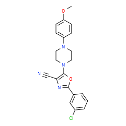 ChemSpider 2D Image | 2-(3-Chlorophenyl)-5-[4-(4-methoxyphenyl)-1-piperazinyl]-4-oxazolecarbonitrile | C21H19ClN4O2