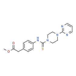 ChemSpider 2D Image | Methyl [4-({[4-(pyrimidin-2-yl)piperazin-1-yl]carbothioyl}amino)phenyl]acetate | C18H21N5O2S