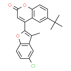 ChemSpider 2D Image | 6-tert-butyl-4-(5-chloro-3-methyl-1-benzofuran-2-yl)-2H-chromen-2-one | C22H19ClO3