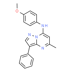 ChemSpider 2D Image | N-(4-Methoxyphenyl)-5-methyl-3-phenylpyrazolo[1,5-a]pyrimidin-7-amine | C20H18N4O