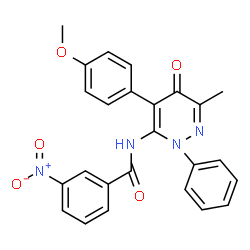 ChemSpider 2D Image | N-[4-(4-Methoxyphenyl)-6-methyl-5-oxo-2-phenyl-2,5-dihydro-3-pyridazinyl]-3-nitrobenzamide | C25H20N4O5