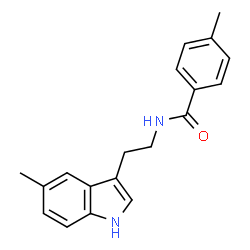 ChemSpider 2D Image | 4-Methyl-N-[2-(5-methyl-1H-indol-3-yl)ethyl]benzamide | C19H20N2O