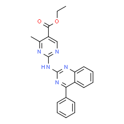 ChemSpider 2D Image | Ethyl 4-methyl-2-[(4-phenyl-2-quinazolinyl)amino]-5-pyrimidinecarboxylate | C22H19N5O2