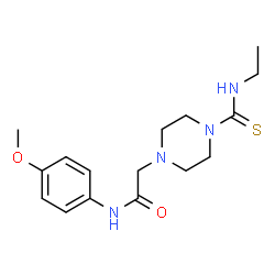 ChemSpider 2D Image | 2-[4-(Ethylcarbamothioyl)-1-piperazinyl]-N-(4-methoxyphenyl)acetamide | C16H24N4O2S