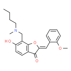 ChemSpider 2D Image | (2Z)-7-{[Butyl(methyl)amino]methyl}-6-hydroxy-2-(2-methoxybenzylidene)-1-benzofuran-3(2H)-one | C22H25NO4