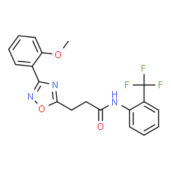 ChemSpider 2D Image | 3-[3-(2-Methoxyphenyl)-1,2,4-oxadiazol-5-yl]-N-[2-(trifluoromethyl)phenyl]propanamide | C19H16F3N3O3