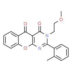ChemSpider 2D Image | 3-(2-Methoxyethyl)-2-(2-methylphenyl)-4H-chromeno[2,3-d]pyrimidine-4,5(3H)-dione | C21H18N2O4