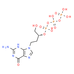 ChemSpider 2D Image | Triphosphoric acid, mono[(1R)-3-(2-amino-3,6-dihydro-6-oxo-9H-purin-9-yl)-1-(hydroxymethyl)propyl] ester | C9H16N5O12P3