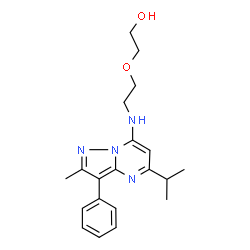 ChemSpider 2D Image | 2-{2-[(5-Isopropyl-2-methyl-3-phenylpyrazolo[1,5-a]pyrimidin-7-yl)amino]ethoxy}ethanol | C20H26N4O2