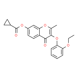 ChemSpider 2D Image | 3-(2-Ethoxyphenoxy)-2-methyl-4-oxo-4H-chromen-7-yl cyclopropanecarboxylate | C22H20O6