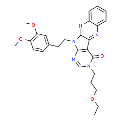 ChemSpider 2D Image | 11-[2-(3,4-Dimethoxyphenyl)ethyl]-3-(3-ethoxypropyl)-3,11-dihydro-4H-pyrimido[5',4':4,5]pyrrolo[2,3-b]quinoxalin-4-one | C27H29N5O4