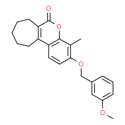 ChemSpider 2D Image | 3-[(3-Methoxybenzyl)oxy]-4-methyl-8,9,10,11-tetrahydrocyclohepta[c]chromen-6(7H)-one | C23H24O4