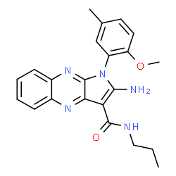 ChemSpider 2D Image | 2-Amino-1-(2-methoxy-5-methylphenyl)-N-propyl-1H-pyrrolo[2,3-b]quinoxaline-3-carboxamide | C22H23N5O2
