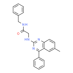 ChemSpider 2D Image | N-Benzyl-N~2~-(6-methyl-4-phenyl-2-quinazolinyl)glycinamide | C24H22N4O