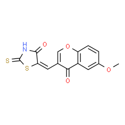 ChemSpider 2D Image | (5E)-5-[(6-Methoxy-4-oxo-4H-chromen-3-yl)methylene]-2-thioxo-1,3-thiazolidin-4-one | C14H9NO4S2