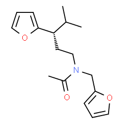 ChemSpider 2D Image | N-(2-Furylmethyl)-N-[(3S)-3-(2-furyl)-4-methylpentyl]acetamide | C17H23NO3