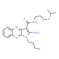 ChemSpider 2D Image | 2-Amino-1-butyl-N-(3-isopropoxypropyl)-1H-pyrrolo[2,3-b]quinoxaline-3-carboxamide | C21H29N5O2