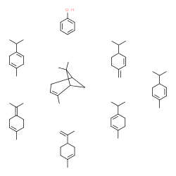 ChemSpider 2D Image | 4-isopropenyl-1-methyl-cyclohexene; 4-isopropylidene-1-methyl-cyclohexene; 1-isopropyl-4-methyl-cyclohexa-1,3-diene; 1-isopropyl-4-methyl-cyclohexa-1,4-diene; 5-isopropyl-2-methyl-cyclohexa-1,3-diene; 3-isopropyl-6-methylene-cyclohexene; phenol; 4,7,7-trimethylbicyclo[3.1.1]hept-3-ene | C76H118O
