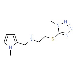 ChemSpider 2D Image | N-[(1-Methyl-1H-pyrrol-2-yl)methyl]-2-[(1-methyl-1H-tetrazol-5-yl)sulfanyl]ethanamine | C10H16N6S