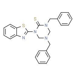 ChemSpider 2D Image | 1-(1,3-Benzothiazol-2-yl)-3,5-dibenzyl-1,3,5-triazinane-2-thione | C24H22N4S2