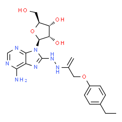 ChemSpider 2D Image | 8-{2-[3-(4-Ethylphenoxy)-1-propen-2-yl]hydrazino}-9-(beta-L-ribofuranosyl)-9H-purin-6-amine | C21H27N7O5