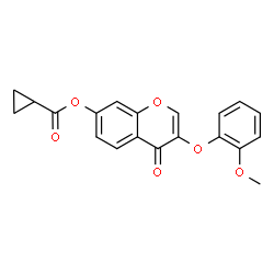 ChemSpider 2D Image | 3-(2-Methoxyphenoxy)-4-oxo-4H-chromen-7-yl cyclopropanecarboxylate | C20H16O6