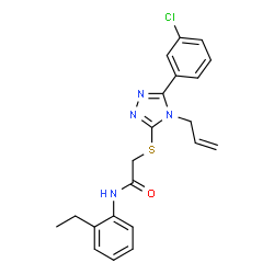 ChemSpider 2D Image | 2-{[4-Allyl-5-(3-chlorophenyl)-4H-1,2,4-triazol-3-yl]sulfanyl}-N-(2-ethylphenyl)acetamide | C21H21ClN4OS