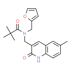 ChemSpider 2D Image | N-(2-Furylmethyl)-2,2-dimethyl-N-[(6-methyl-2-oxo-1,2-dihydro-3-quinolinyl)methyl]propanamide | C21H24N2O3