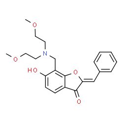 ChemSpider 2D Image | (2Z)-2-Benzylidene-7-{[bis(2-methoxyethyl)amino]methyl}-6-hydroxy-1-benzofuran-3(2H)-one | C22H25NO5