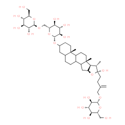 ChemSpider 2D Image | (8xi,9xi,14xi,22R)-26-(beta-D-Glucopyranosyloxy)-22-hydroxyfurost-25(27)-en-3-yl 6-O-beta-D-glucopyranosyl-beta-D-glucopyranoside | C45H74O19
