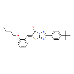 ChemSpider 2D Image | (5Z)-5-(2-Butoxybenzylidene)-2-[4-(2-methyl-2-propanyl)phenyl][1,3]thiazolo[3,2-b][1,2,4]triazol-6(5H)-one | C25H27N3O2S