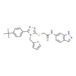 ChemSpider 2D Image | 2-{[5-(4-tert-Butylphenyl)-4-(2-furylmethyl)-4H-1,2,4-triazol-3-yl]sulfanyl}-N-(1H-indazol-6-yl)acetamide | C26H26N6O2S