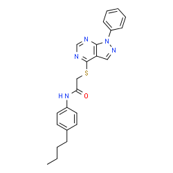 ChemSpider 2D Image | N-(4-Butylphenyl)-2-[(1-phenyl-1H-pyrazolo[3,4-d]pyrimidin-4-yl)sulfanyl]acetamide | C23H23N5OS