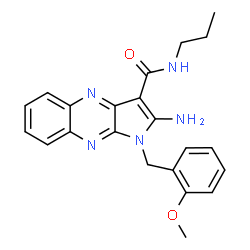 ChemSpider 2D Image | 2-Amino-1-(2-methoxybenzyl)-N-propyl-1H-pyrrolo[2,3-b]quinoxaline-3-carboxamide | C22H23N5O2