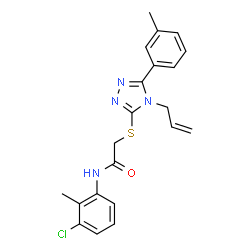ChemSpider 2D Image | 2-{[4-Allyl-5-(3-methylphenyl)-4H-1,2,4-triazol-3-yl]sulfanyl}-N-(3-chloro-2-methylphenyl)acetamide | C21H21ClN4OS