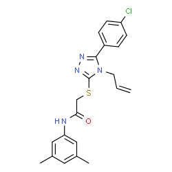 ChemSpider 2D Image | 2-{[4-Allyl-5-(4-chlorophenyl)-4H-1,2,4-triazol-3-yl]sulfanyl}-N-(3,5-dimethylphenyl)acetamide | C21H21ClN4OS