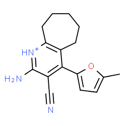 ChemSpider 2D Image | 2-Amino-3-cyano-4-(5-methyl-2-furyl)-6,7,8,9-tetrahydro-5H-cyclohepta[b]pyridinium | C16H18N3O