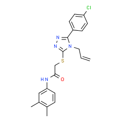 ChemSpider 2D Image | 2-{[4-Allyl-5-(4-chlorophenyl)-4H-1,2,4-triazol-3-yl]sulfanyl}-N-(3,4-dimethylphenyl)acetamide | C21H21ClN4OS
